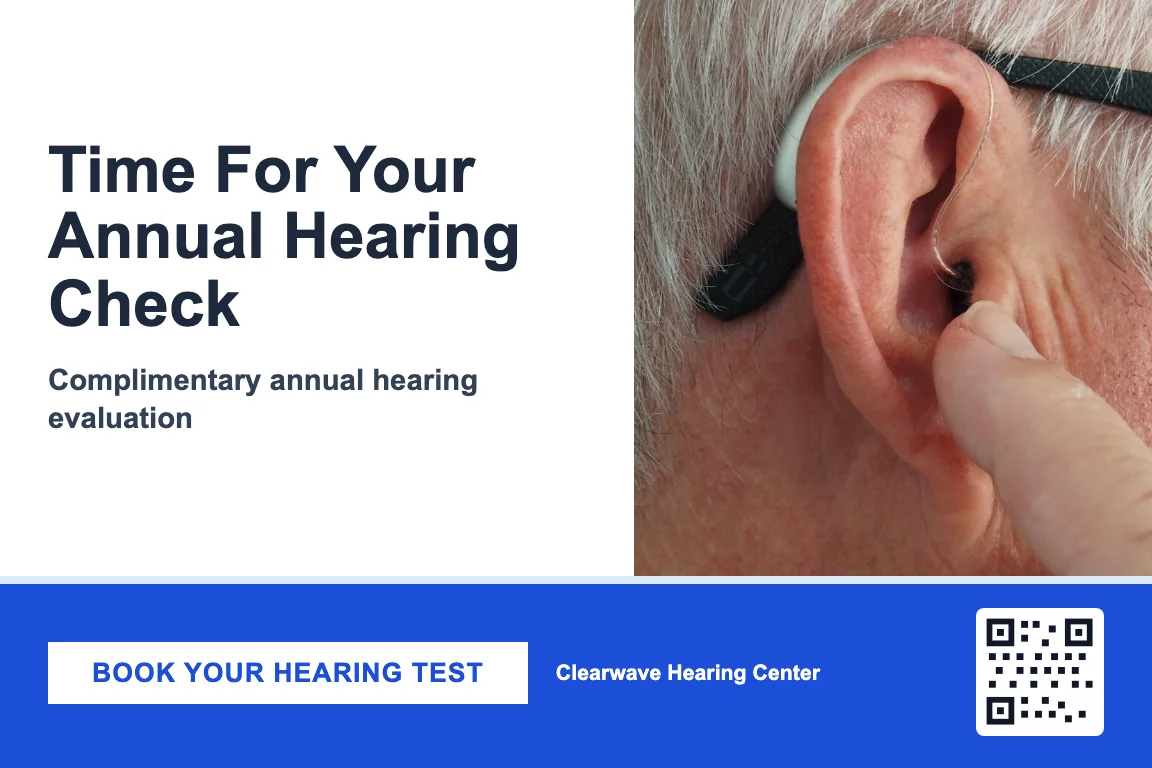 Audiology annual hearing test recall postcard example
