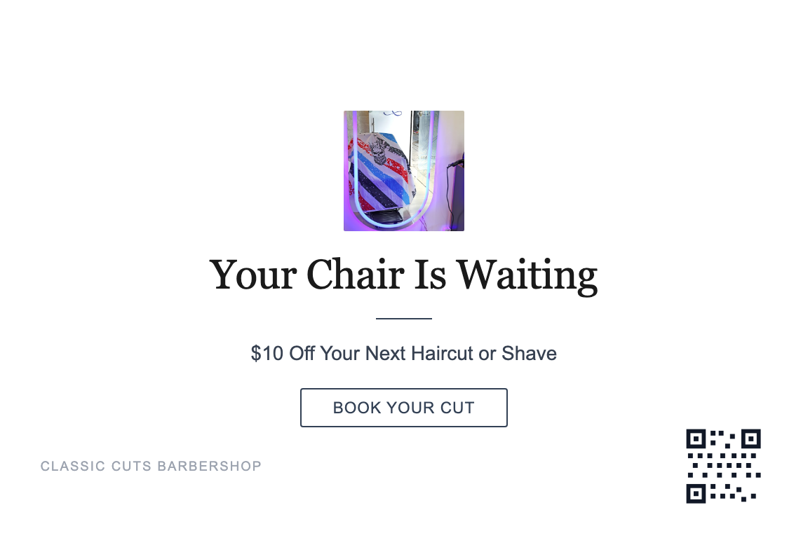 Barbershop grand opening postcard design &mdash; announce a new shop