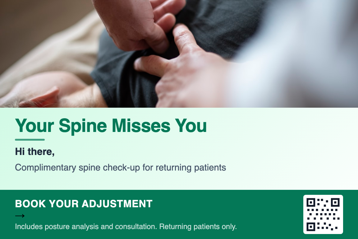 Chiropractic patient reactivation postcard example