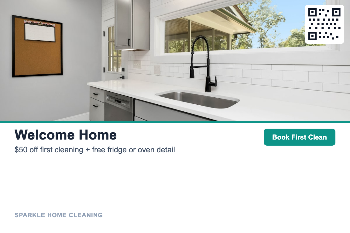 Photo-led cleaning pros postcard design