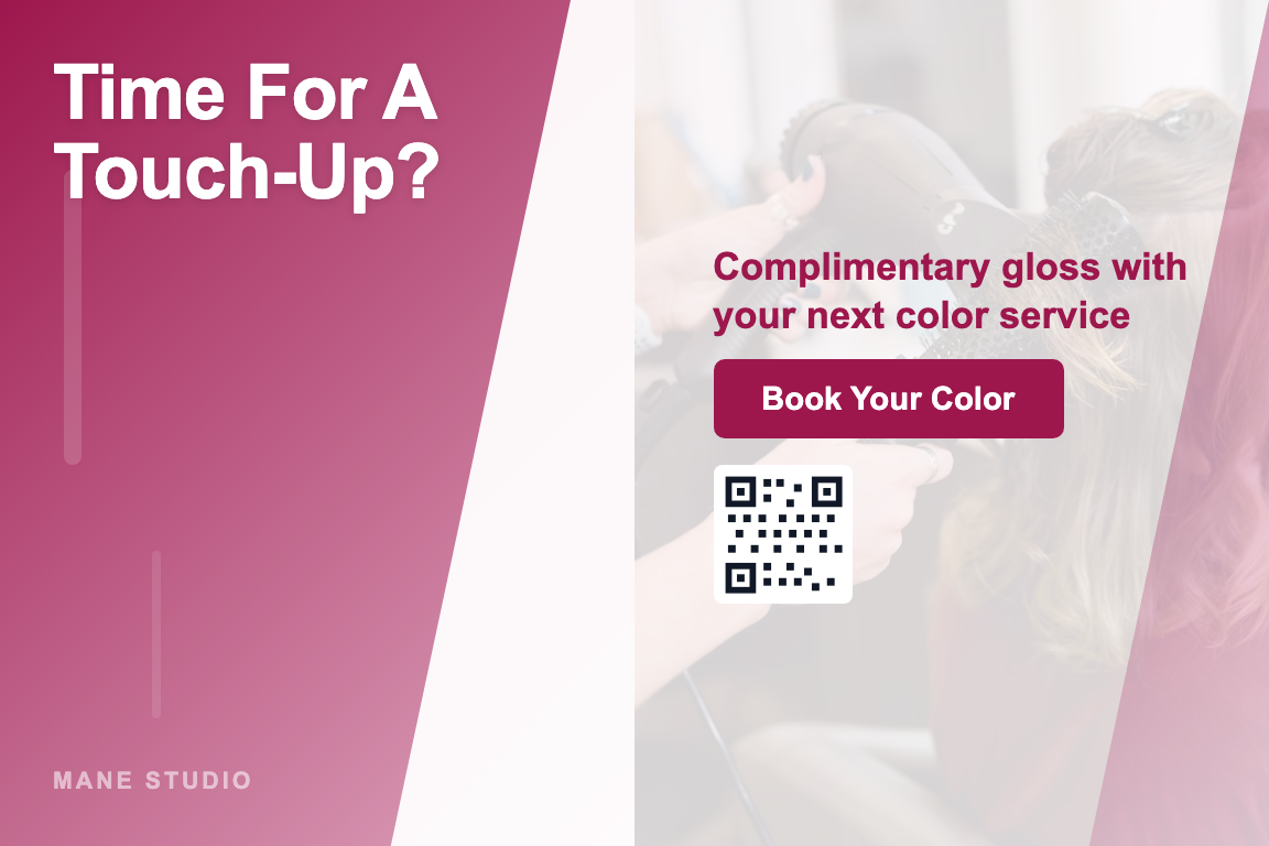 Gradient hair salon reactivation postcard design