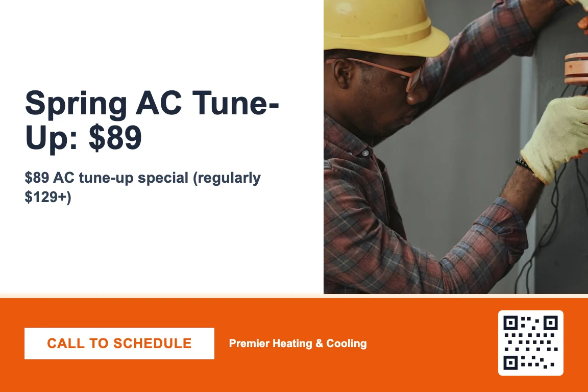 Bold HVAC business postcard design: Spring Maintenance Special