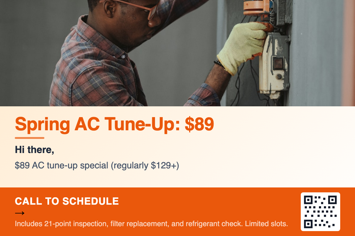 HVAC seasonal maintenance postcard example