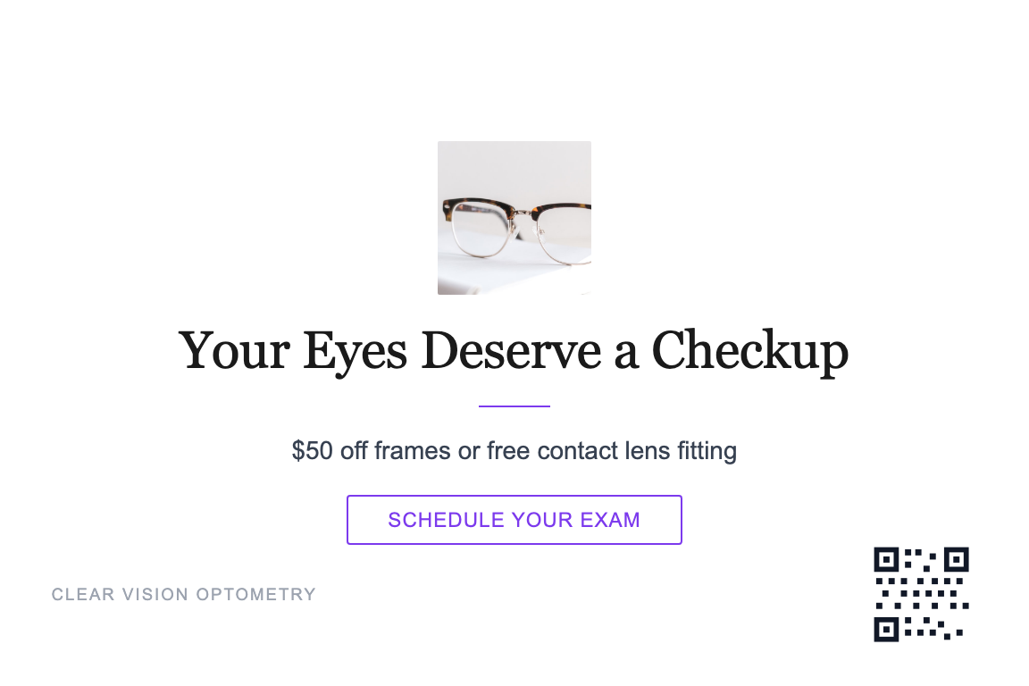 Optometry Lapsed Patient Reactivation postcard template &mdash; Minimal style
