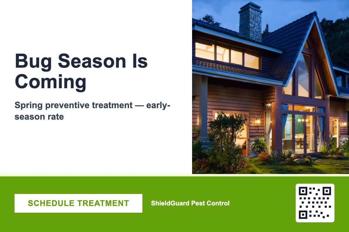 Pest control seasonal treatment postcard example