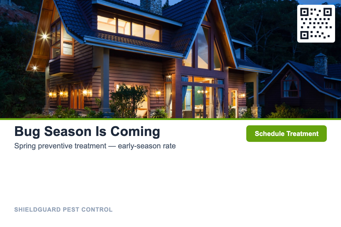 Pest Control Seasonal Treatment Reminder postcard template &mdash; Photo style