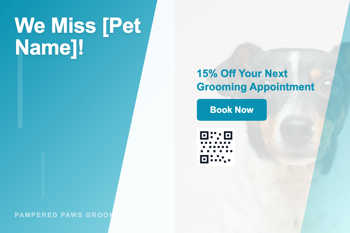 Pet Grooming postcard campaign example
