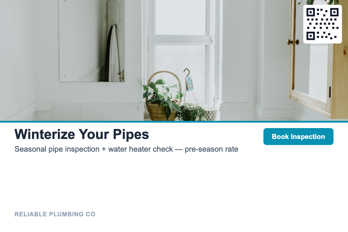 Plumbing Seasonal Maintenance postcard template &mdash; Photo style