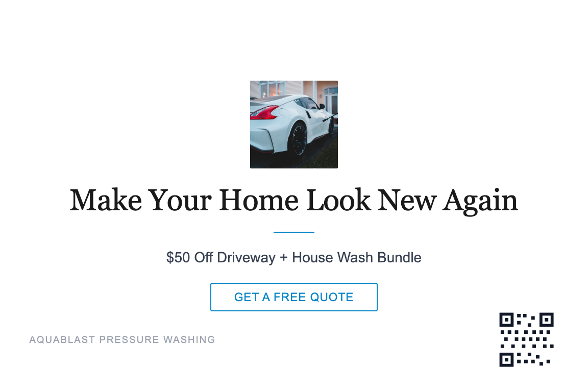 Pressure Washing postcard campaign example